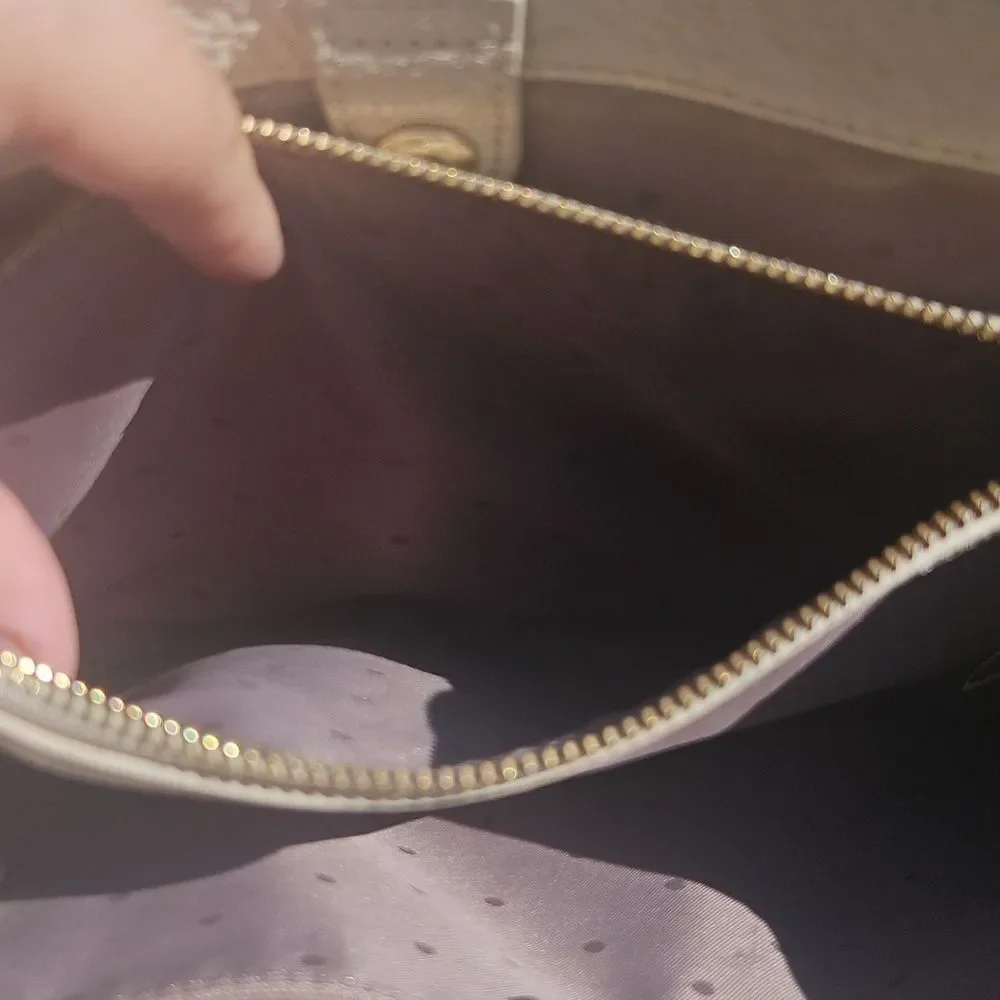 Kate Spade Pebbled Leather Shoulder Bag Cream Chain Strap